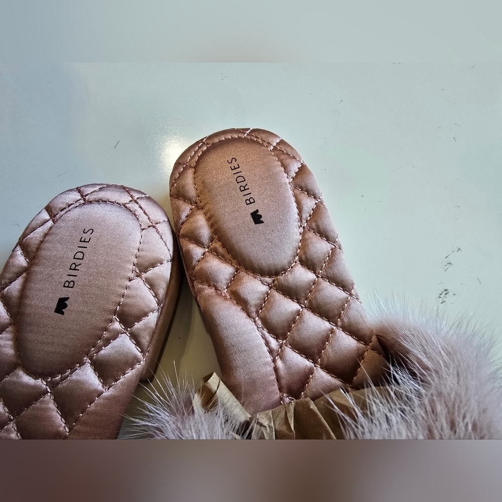 Birdie The Dove Mink Fur Slip-on Mule French Rose 9.5 - Picture 4 of 7